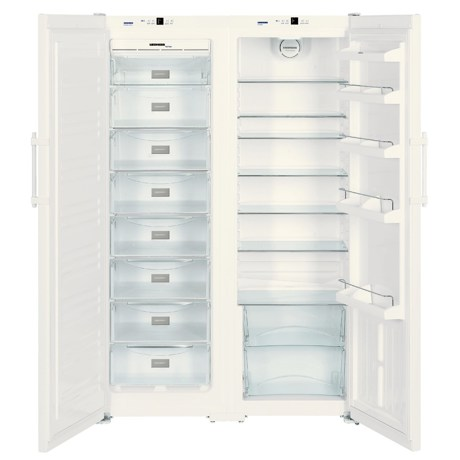 Side by side Liebherr SBS 7212, 640 L, No Frost, Display intern, SuperCool, Sertare legume, 8 sertare congelator, H 185.2 cm, Alb
